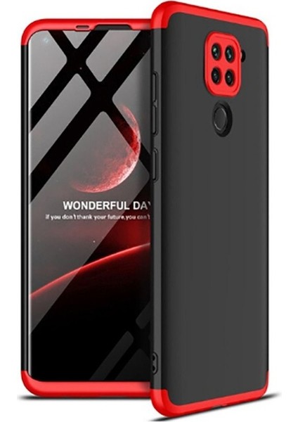 Xiaomi Redmi Note 9 Uyumlu Kılıf Ays Kapak, Siyah-Kırmızı