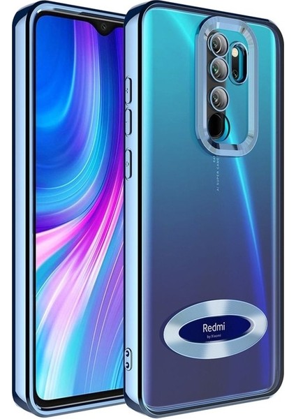 Xiaomi Redmi Note 8 Pro Uyumlu Kılıf Kamera Korumalı Logo Gösteren Omega Kapak, Sierra Mavi