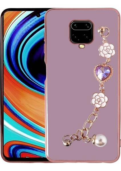Xiaomi Redmi Note 9 Pro Uyumlu Kılıf El Tutamaçlı Kamera Korumalı Taka Silikon Kapak, Mor