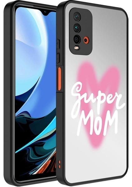 Xiaomi Redmi Note 9 4g Uyumlu Kılıf Aynalı Desenli Kamera Korumalı Parlak Mirror Kapak, Süper Anne