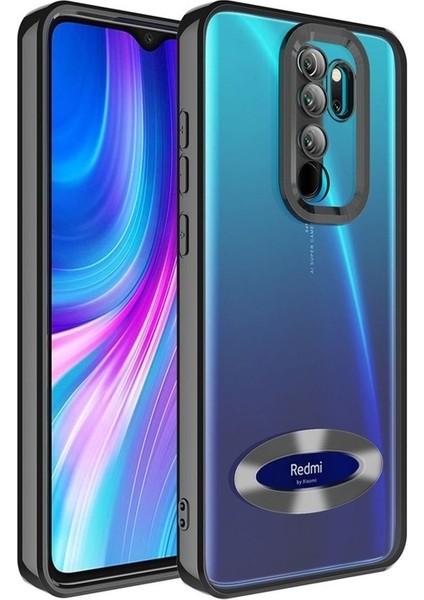 Xiaomi Redmi Note 8 Pro Uyumlu Kılıf Kamera Korumalı Logo Gösteren Omega Kapak, Siyah