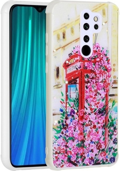 Xiaomi Redmi Note 8 Pro Uyumlu Kılıf Simli Desenli Kamera Korumalı Parlak Popy Kapak, Kulübe