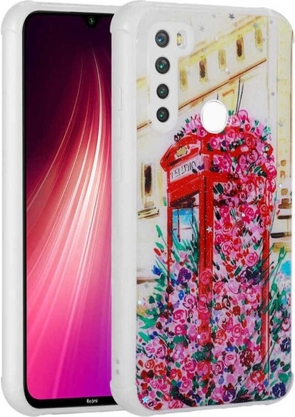 Xiaomi Redmi Note 8 Uyumlu Kılıf Simli Desenli Kamera Korumalı Parlak Popy Kapak, Kulübe