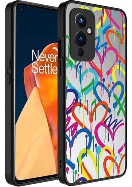 Oneplus 9 Uyumlu Kılıf Aynalı Desenli Kamera Korumalı Parlak Mirror Kapak, Kalp