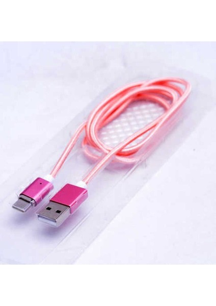 Metal Manyetic Uçlu Lightning USB Kablo, Rose Gold