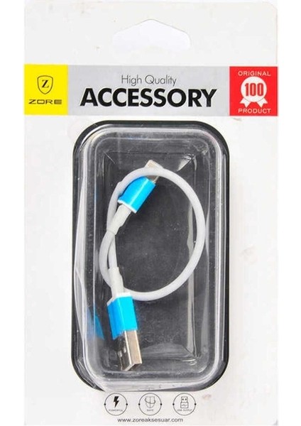 Lightning Beyaz 25-30 cm Kısa USB Kablo