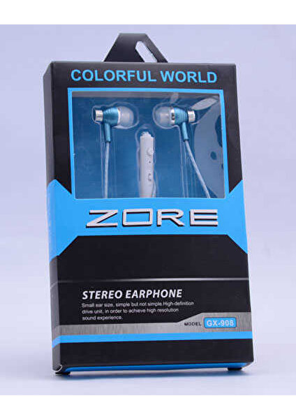 Zore GX-908 Mp3 Stereo Kulaklık, Mavi