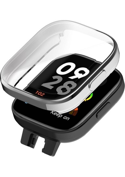 Xiaomi Redmi Watch 3 Uyumlu 360 Derece Korumalı Kasa ve Ekran Koruyucu Zore Watch Gard 30, Gümüş
