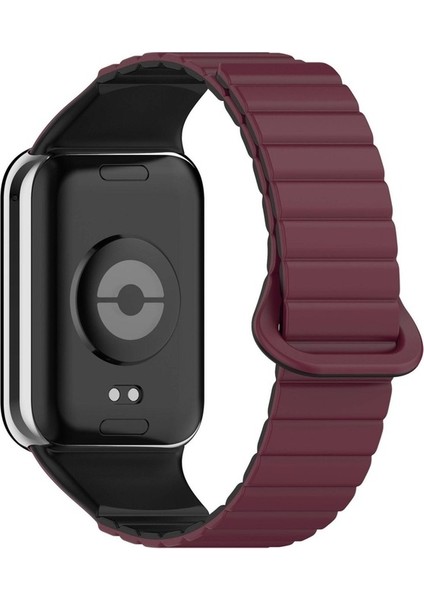 Xiaomi Redmi Watch 4 Uyumlu Silikon Kordon Zore KRD-105 Strap Kayış, Koyu Kırmızı-Siyah