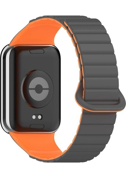 Xiaomi Redmi Watch 4 Uyumlu Silikon Kordon Zore KRD-105 Strap Kayış, Gri-Turuncu