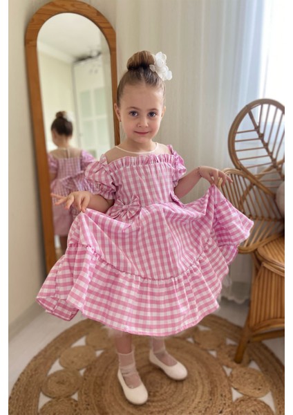 Kız Çocuk Şık Pembe Elbise