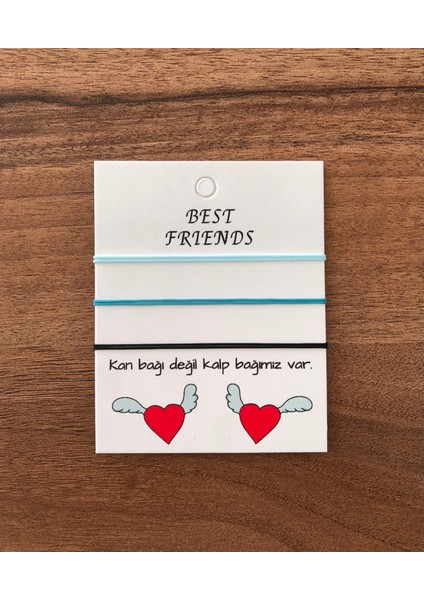 Üçlü Best Friends Basic Ip Bileklik (Mavi Turkuaz-Siyah)