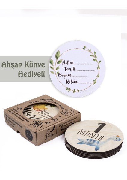 Sevimli Dinozorlar ile Ahşap Bebek Fotoğraf Çekim Kartları modelleri