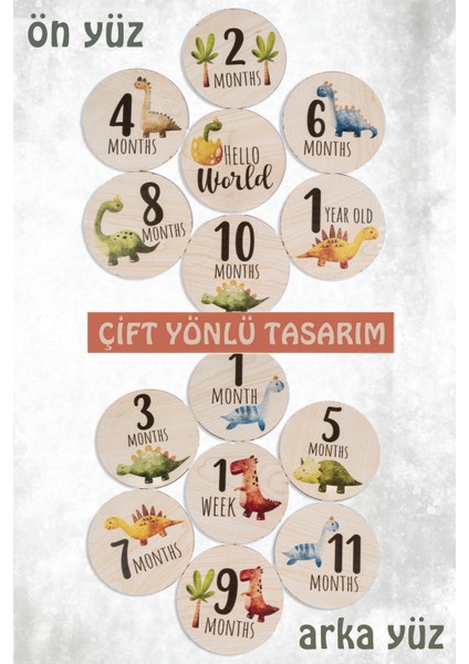 Sevimli Dinozorlar ile Ahşap Bebek Fotoğraf Çekim Kartları fırsatları