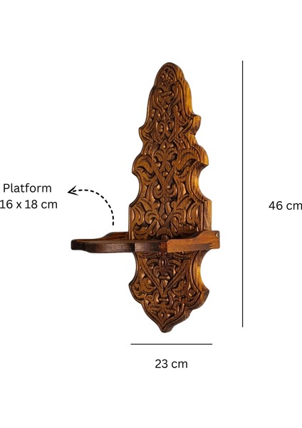 Ahşap Oyma Aplik Gaz Lambası Duvar Standı Kavukluk Lambalık Dekoratif Duvar Rafı