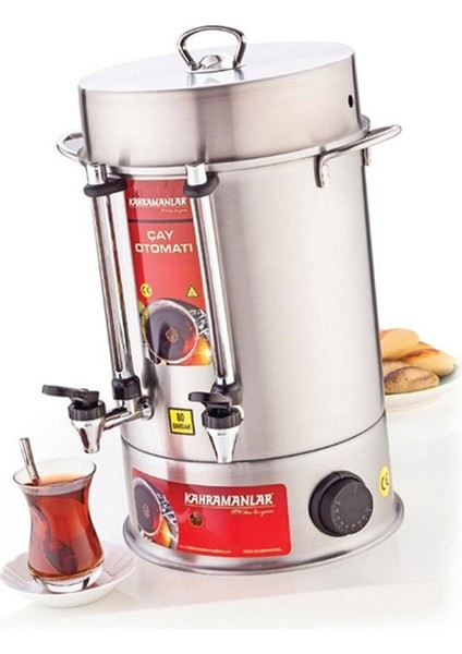 Semaver 80 Bardaklık Çay Otomatı Makinesi D-7003 Bordo Çelik