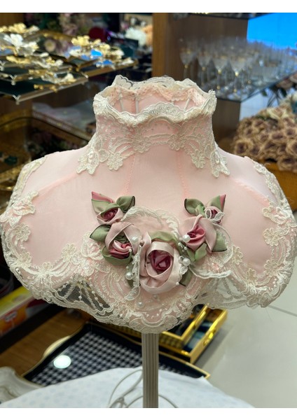 Pembe Dantelli Dekorasyon Abajur Obje modelleri