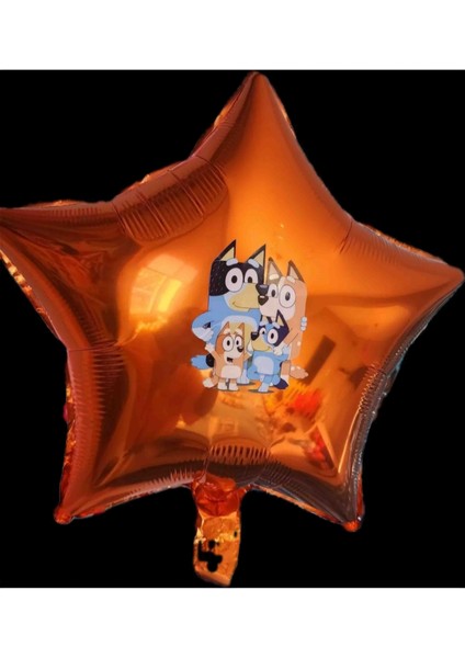 Bluey Temalı Turuncu Yıldız Folyo Balon 40 cm