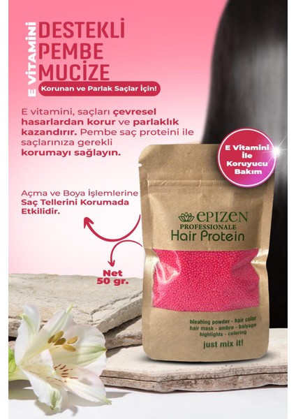 Ekstra E Vitaminli Saç Bakım Proteini Çilek Kokulu - Yıpranmalara Karşı Özel Ürün 50GR