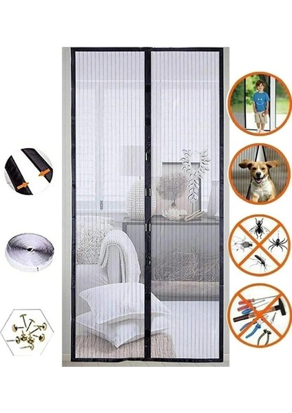 Mıknatıslı Kapı Sinekliği Balkon Bahçe Kapısı Sinek Böcek Önleyici Tül Perde Sineklik 2 Parça
