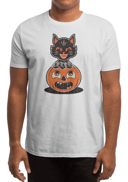 Retro Halloween Cat And Pumpkin Spor T-Shirt