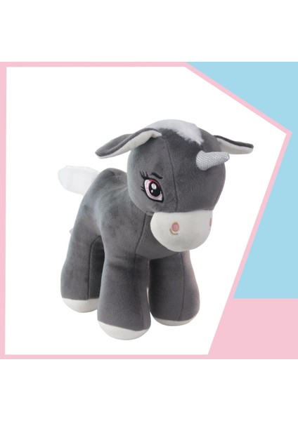 Unicorn Boynuzlu Ponny At Peluş Uyku Arkadaşi 34 cm Antrasit Gnzrz