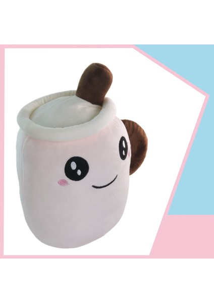 Kahve Kupasi Yastik Peluş Uyku Arkadaşi 30 cm Pembe Gnzrz