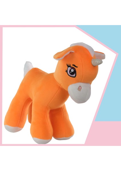 Unicorn Boynuzlu Ponny At Peluş Uyku Arkadaşi 34 cm Turuncu Gnzrz