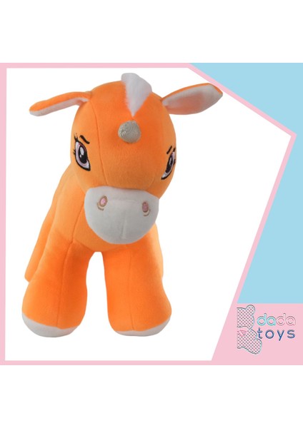 Unicorn Boynuzlu Ponny At Peluş Uyku Arkadaşi 34 cm Turuncu Gnzrz