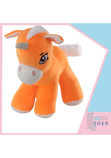 Unicorn Boynuzlu Ponny At Peluş Uyku Arkadaşi 34 cm Turuncu Gnzrz