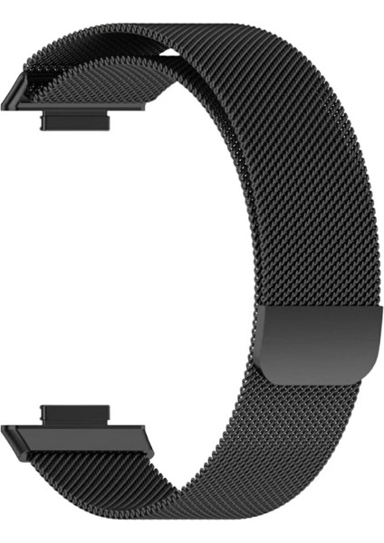 Huawei Watch Fit 3 Uyumlu Milanes Loop Mıktatıslı Hasır Metal Kordon Direkt Takmalı Model Siyah