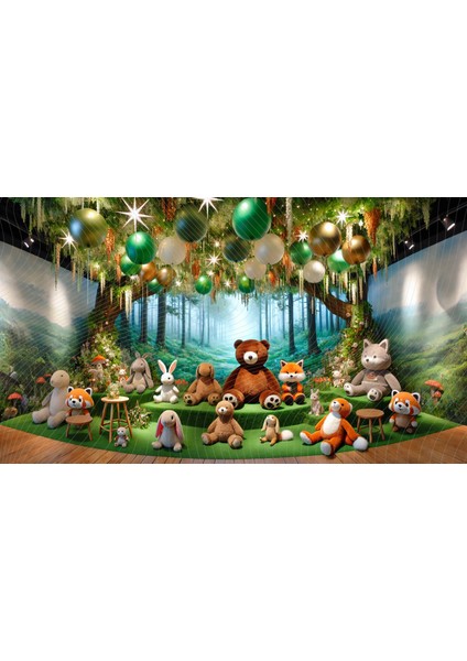 Sevi ml i Peluş Hayvanlar ve Orman Temalı 200 x 150 cm