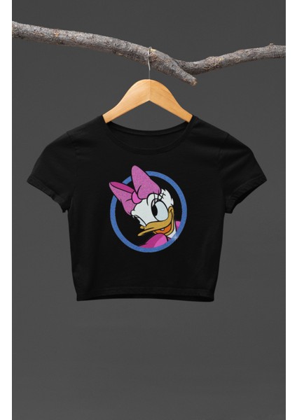 Fuddy Moda Daisy Duck Baskılı Kız Çocuk Crop Top, Çizgi Film Baskılı Çocuk Crop Bluz