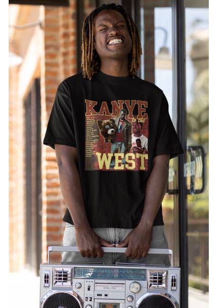 Oversize Kanye West Albüm Şarkıları Baskılı T-Shirt, Unisex Rap Music Baskılı Tişört