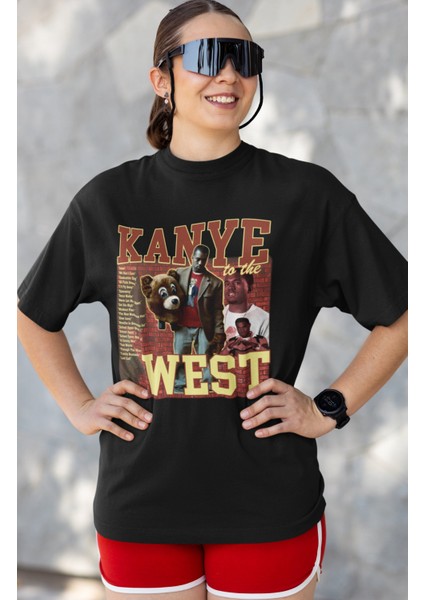 Oversize Kanye West Albüm Şarkıları Baskılı T-Shirt, Unisex Rap Music Baskılı Tişört
