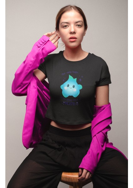 Luna Star The Only Hope Is The Sweet Relief Of Death Yazılı Crop Top, Kadın Baskılı Crop Bluz fiyatları