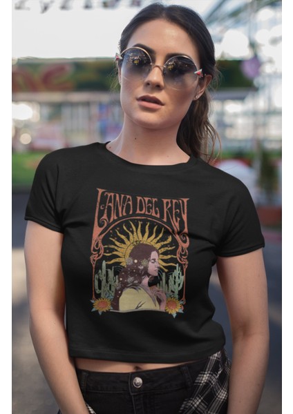 Lana Del Rey Version 2 Baskılı Crop Top, Lana Del Rey Baskılı Crop Bluz