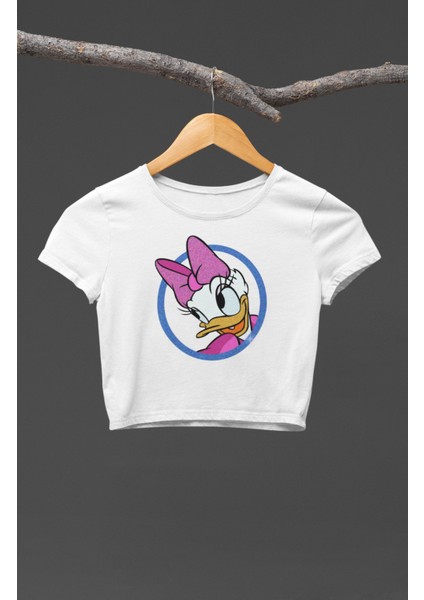 Fuddy Moda Daisy Duck Baskılı Kız Çocuk Crop Top, Çizgi Film Baskılı Çocuk Crop Bluz