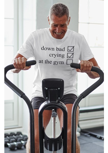 Oversize Down Bad Crying At The Gym Baskılı Tişört