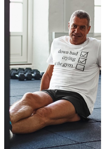 Oversize Down Bad Crying At The Gym Baskılı Tişört fiyatları