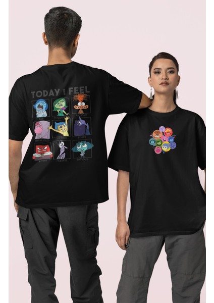 Unisex Ters Yüz Today I Feel Sırt Baskılı T-Shirt, Oversize Inside Out Baskılı Tişört