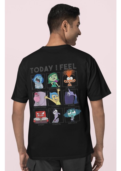 Unisex Ters Yüz Today I Feel Sırt Baskılı T-Shirt, Oversize Inside Out Baskılı Tişört modelleri