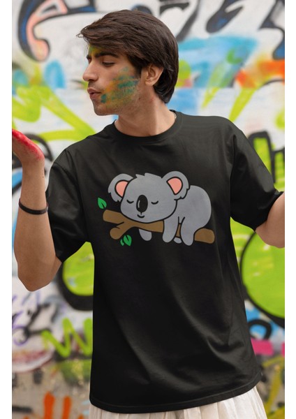 Unisex Koala Baskılı T-Shirt, Oversize Sevimli Baskılı Tişört modelleri