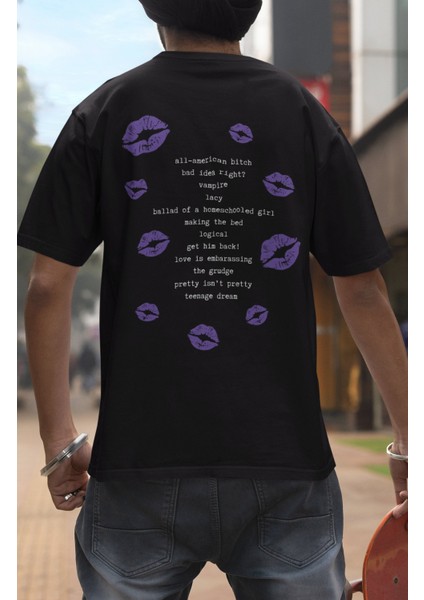 Unisex Guts Albüm Şarkıları Yazılı Olivia Rodrigo Sırt Baskılı Oversize Tshirt modelleri