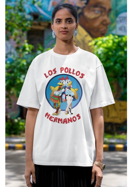 Unisex Los Pollos Hermanos Baskılı T-Shirt, Oversize Breaking Bad Baskılı Tişört fiyatları