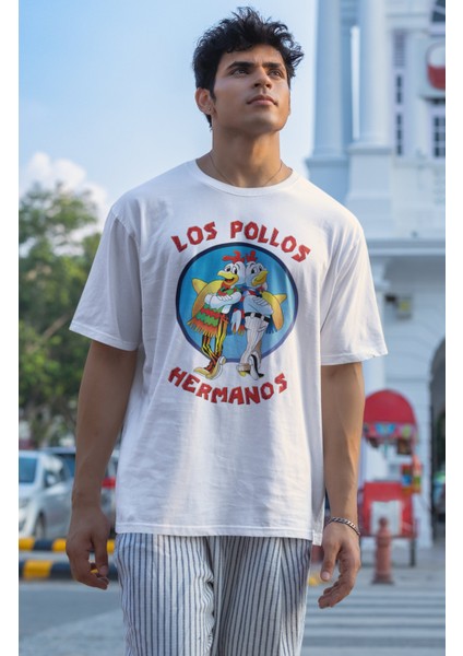 Unisex Los Pollos Hermanos Baskılı T-Shirt, Oversize Breaking Bad Baskılı Tişört modelleri