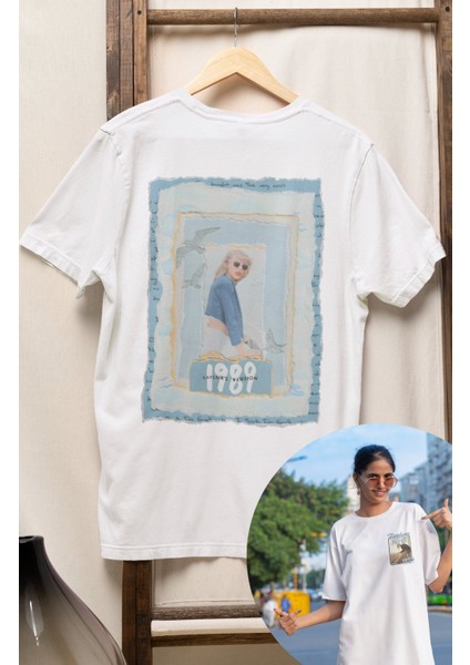 Unisex Desenli Taylor Swift 1989 Sırt Baskılı Oversize Tişört