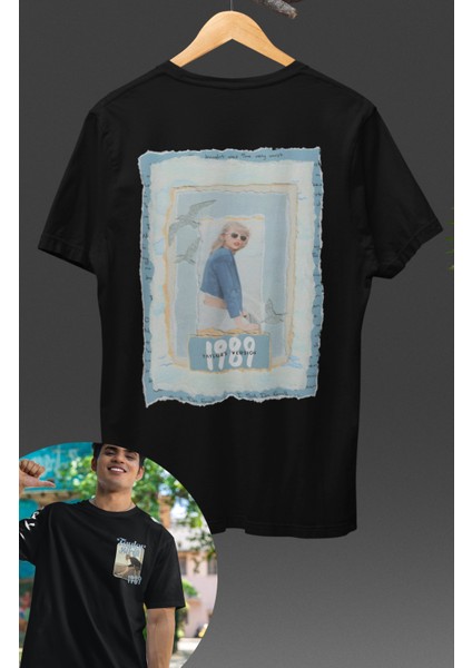 Unisex Desenli Taylor Swift 1989 Sırt Baskılı Oversize Tişört