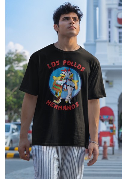 Unisex Los Pollos Hermanos Baskılı T-Shirt, Oversize Breaking Bad Baskılı Tişört fiyatları