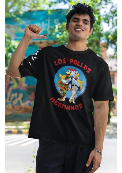 Unisex Los Pollos Hermanos Baskılı T-Shirt, Oversize Breaking Bad Baskılı Tişört fırsatları